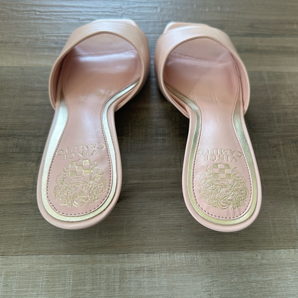 Vince Camuto Leather Kitten Mules - Faiza - 6M - Pale Peony - Picture 6 of 8